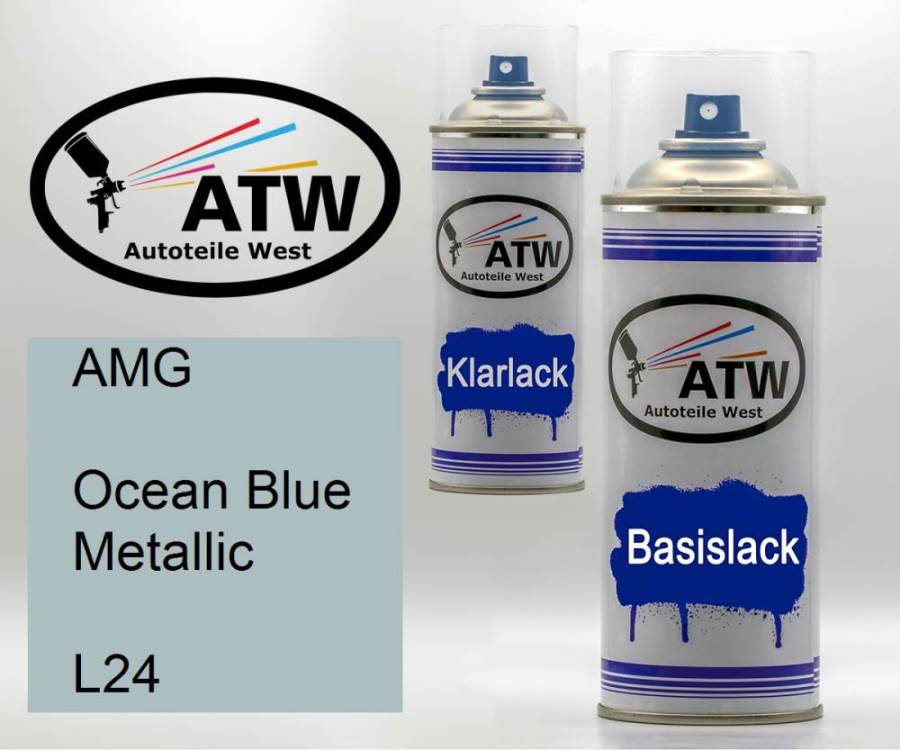 AMG, Ocean Blue Metallic, L24: 400ml Sprühdose + 400ml Klarlack - Set, von ATW Autoteile West.